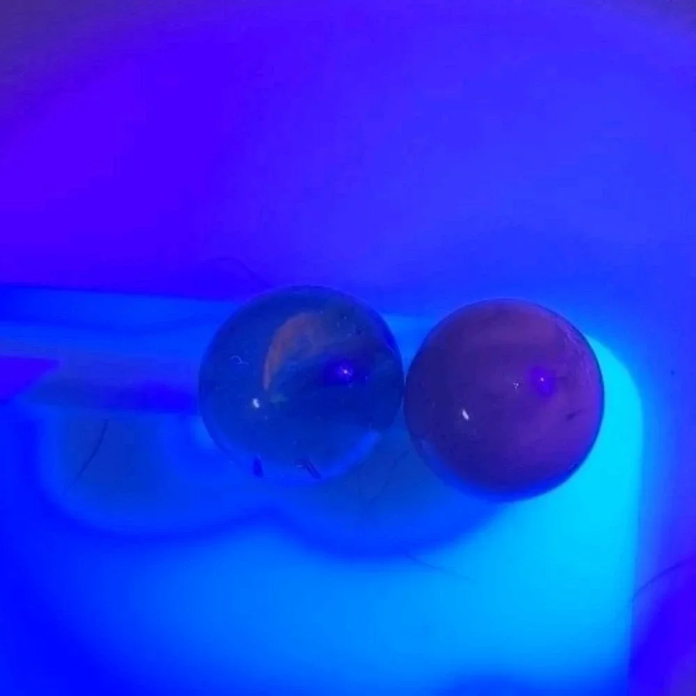 Lot Of 16 Estate Sale Marbles  Including One  Shooter.‎  All UV Reactive